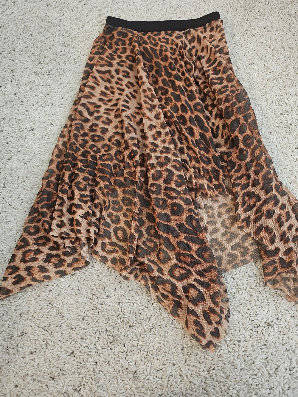 Source Unknown Brown and Black Leopard Asymmetrical Skirt